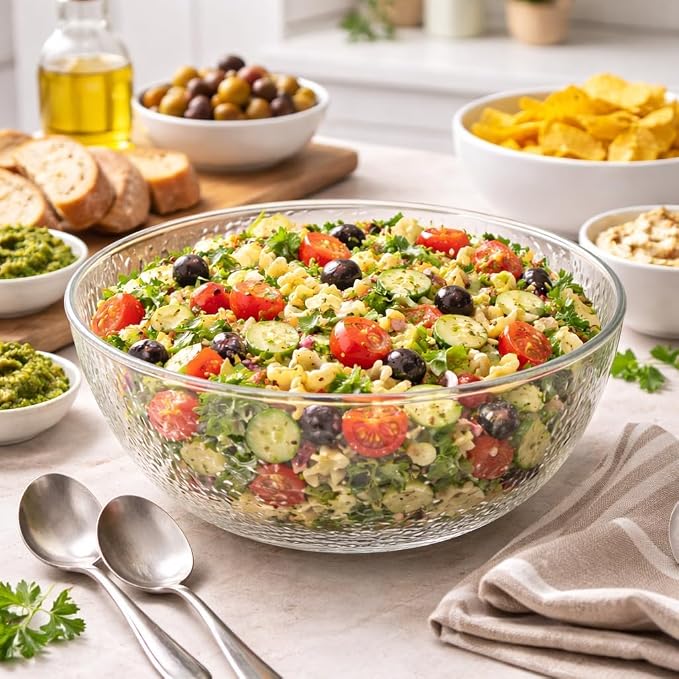 Lillian Collection Stunning Clear Plastic Round Hammered Bowl - Image 5