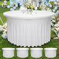 4 Pack - White Round Table Skirt (60" Diameter x 30" H) for 5ft Tables | Polyester Spandex Washable Cover | Wrinkle & Stain Resistant | Wedding, Party, Banquet Decor