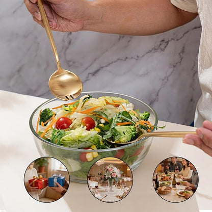 O.C.E. Salad Server, Premium Stainless Steel Spoon and Fork Set, 10.3 inch - Image 6