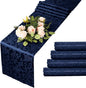 MILVOWOC 4 Pack Navy Blue Damask Table Runner, 12 x 72 Inch | Satin Jacquard by MILVOWOC