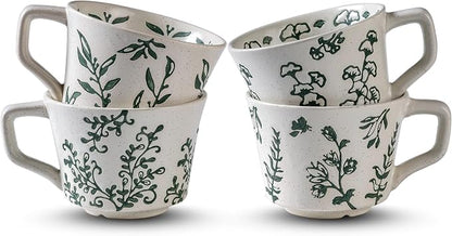 Ceramic Mugs 11 oz Set of 4, Unique Luxurious Stoneware Cups - Image 9