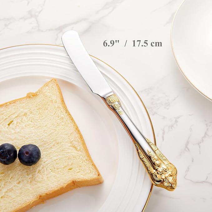 Gorgeous 4-Piece 6.9-Inch 18/10 Stainless Steel Butter Spreader Set | Gold - Image 3