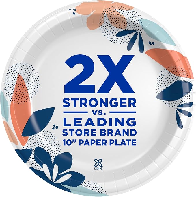 Dixie Paper Plates, Large 10 Inch | 2X Stronger | Microwave-Safe | Soak-Proof | - Image 4