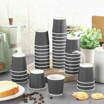 Yaomiao 200 Pcs 4 oz Disposable Espresso Coffee Cups Ripple Corrugated Paper - Image 3