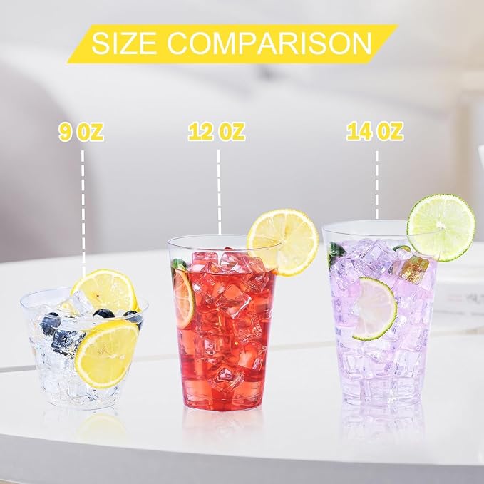 BYSNOW 300 Pack 9 oz Clear Plastic Cups, Disposable Plastic Cocktail Cups | - Image 2