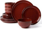 Santorini Mist Terracotta Reactive Glaze Plates and Bowls Sets, Stoneware by Pokini
