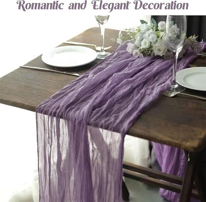 Grape 10FT Cheesecloth Table Runner Boho Gauze Fabric Table Runner Rustic Sheer - Image 7