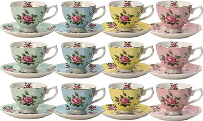 BTaT- Floral Tea Cups and Saucers, 8 oz, Fine Porcelain Teacup Set - Image 7