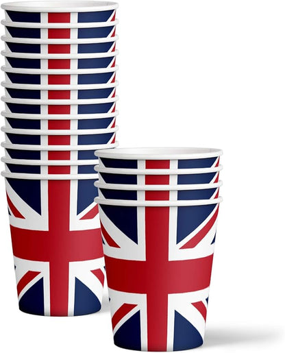 Britain UK England British Flag Birthday Party Supplies Set Plates Napkins Cups Tableware Kit for 16