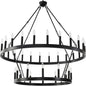 48 Inch Large Black Wagon Wheel Chandelier,2 Tier 36-Lights Farmhouse Industrial Country Style Round Pendant Light Fixture for Outdoor Porch high Ceilings Living Dining Room Foyer Entryway