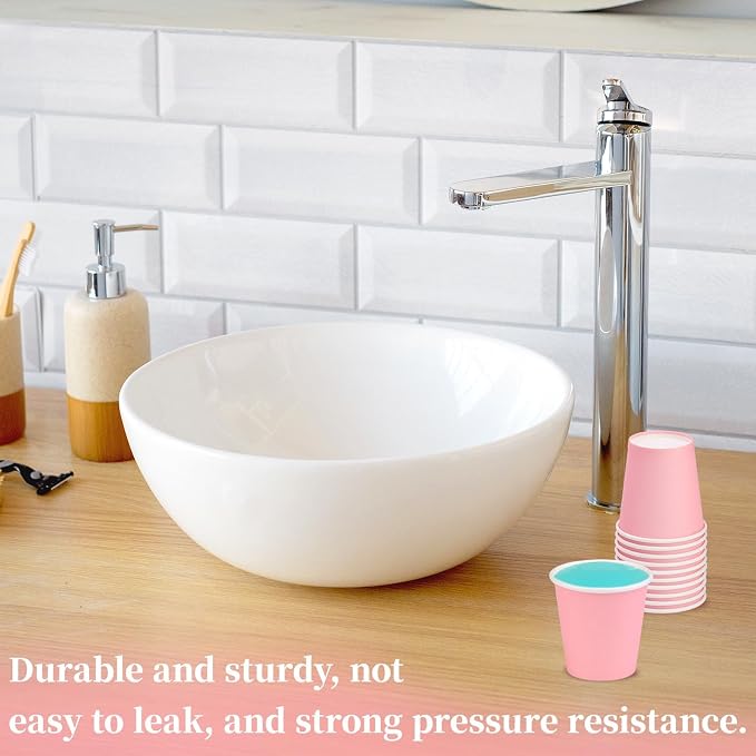 3 oz Small Paper Cups, 50 Pack Bathroom Cups Mouthwash Cups Pink | 3 oz - Image 4