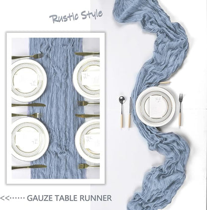 10 Pack 17 x 108 Inch Dusty Blue Table Runner Cheesecloth | Gauze Cheese Cloth - Image 6