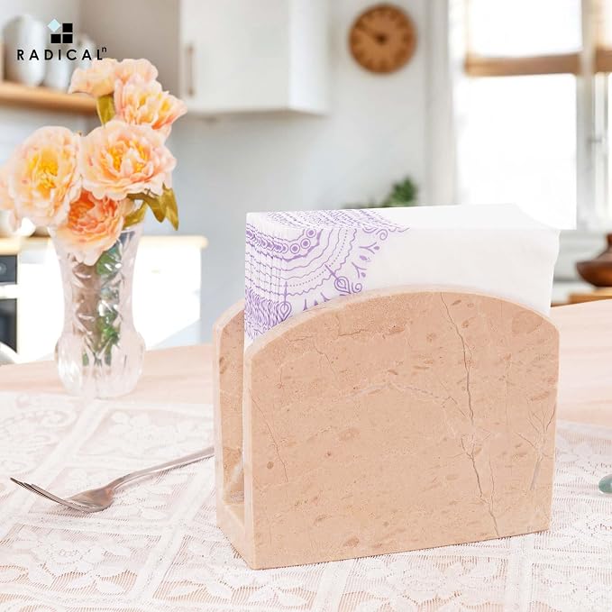 Radicaln Marble Napkin Holder 5 Inches Handmade Verona Stone Napkin Holder - Image 3