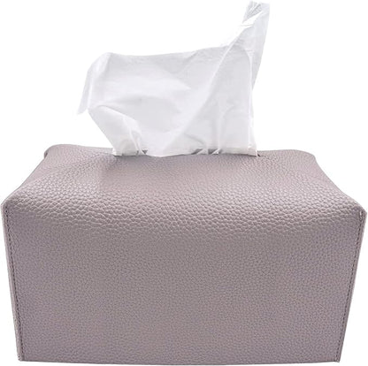 Carrotez Tissue Box Cover, [Refined] Modern PU Leather Rectangular Tissue Box Holder - Decorative Holder/Organizer for Bathroom Vanity Countertop, Night Stands, Office Desk 9.5"X5"X5" - Lavender