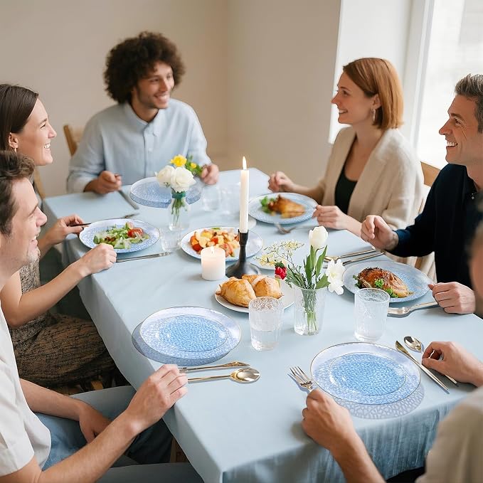 Rubtlamp 100 Pcs Blue Plastic Plates, 10 inch Clear Blue Dinner Plates - Image 6