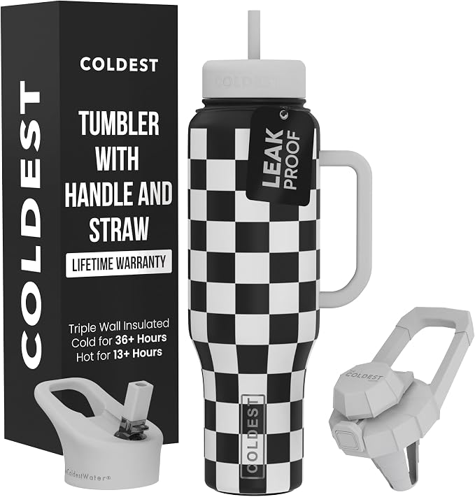 Coldest Tumbler with Handle and Straw, 100% Spill Proof Tumbler with Straw by Coldest