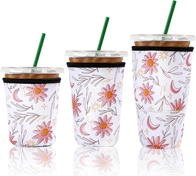 Cobetech Iced Coffee Sleeve Reusable, 3 Pack Neoprene Coffee Cup Sleeves by Unknown