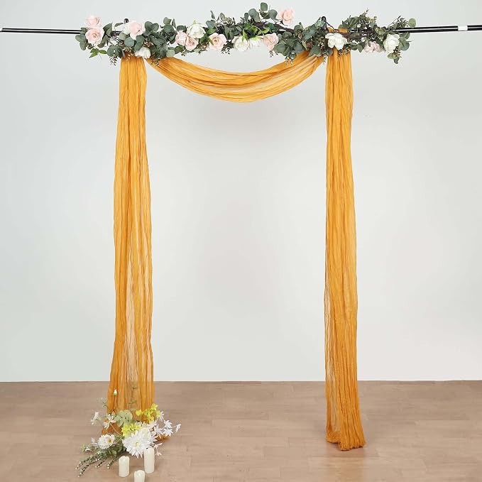 Efavormart 20ft Mustard Yellow Gauze Cheesecloth Wedding Arch Drapery Fabric - Image 8