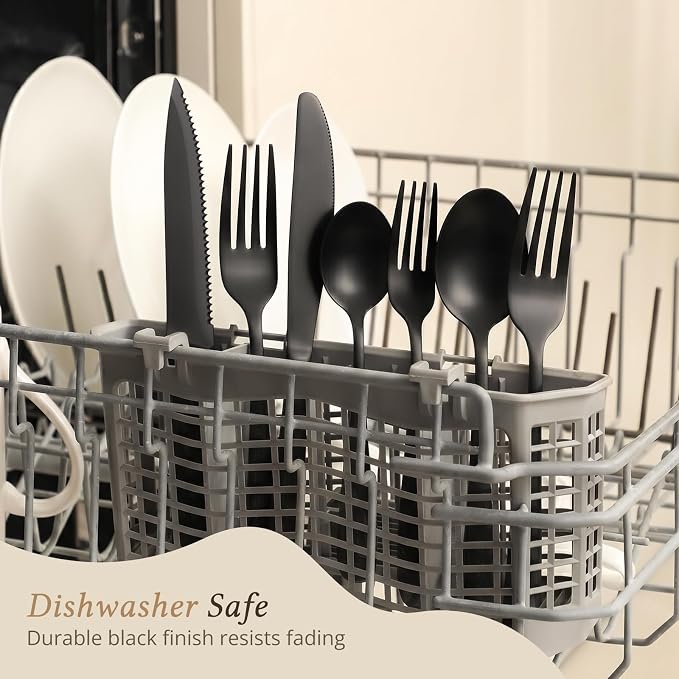 Hiware 48-Piece Black Silverware Set - Image 7