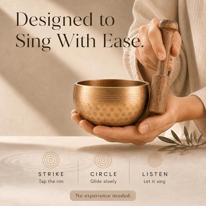 Handcrafted Tibetan Singing Bowl Set – 3.5” Sound Bowl - Image 2