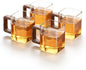 Square Glass Cups with Wooden Handle, Transparent Tea Glasses by Unknown