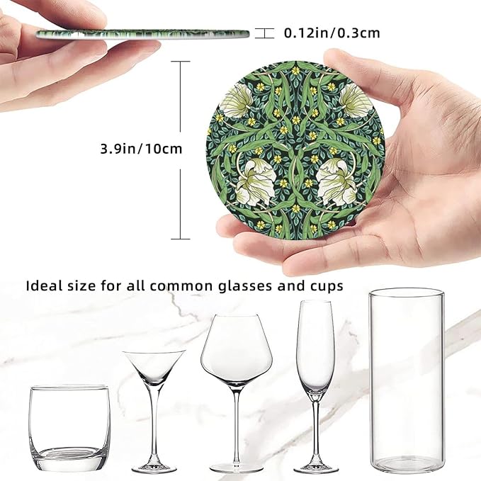 Vintage Floral Art Leather Drinks Coasters - Image 4