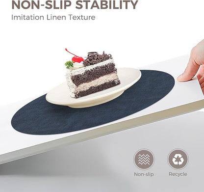 13" Round Placemats Set of 4, Reversible Faux Leather Heat Resistant Table Mats - Image 4