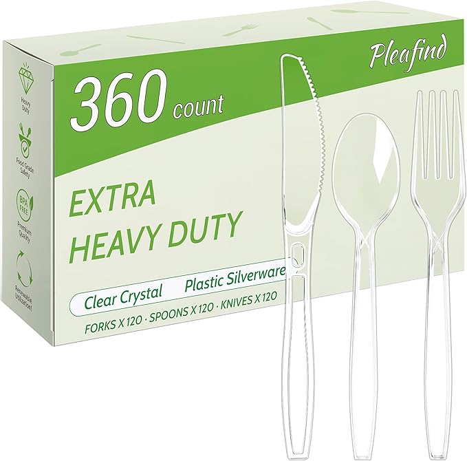 Pleafind 360 Count Plastic Silverware by Pleafind