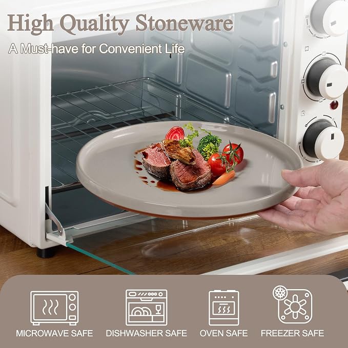 LIANYU Plates and Bowls Sets, 24 Pieces Stoneware Dinnerware Set - Image 4