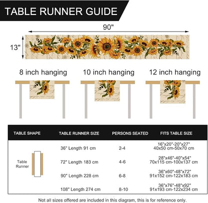 Seliem Fall Sunflowers Table Runner, Vintage Spring Summer Flower Home Kitchen - Image 7