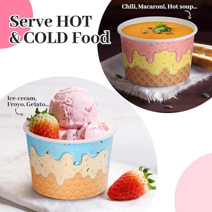 Aodaer 300 Pack 8 oz Paper Cups Disposable Ice Cream Bowls Dessert Cups Sundae - Image 3