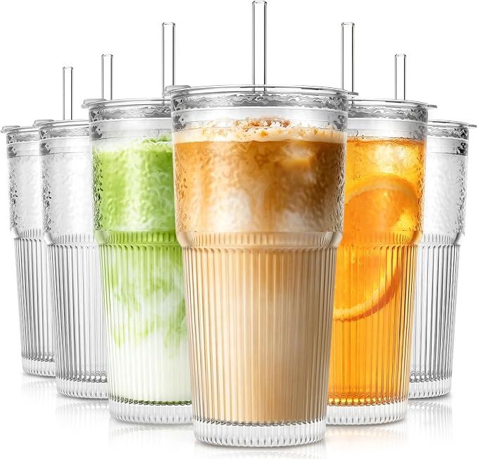 SoulTimes 20oz Wave Ribbed Glass Tumbler by SoulTimes