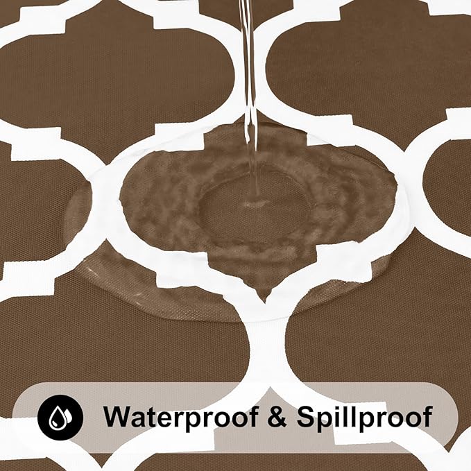 Smiry Rectangle Table Cloth, Waterproof Vinyl Tablecloth with Flannel Backing for Rectangle Tables, Wipeable Spillproof Plastic Tablecloths for Dining, Camping, Indoor and Outdoor (52"x70", Brown)