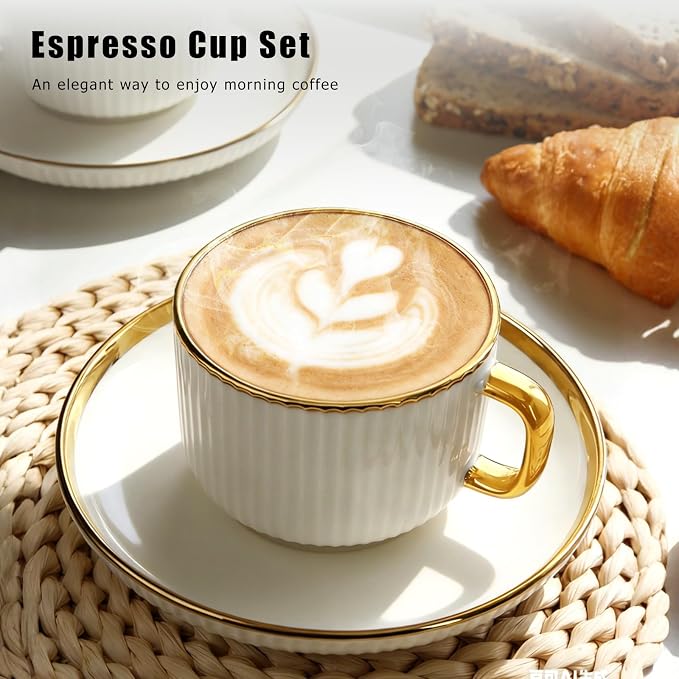 Cappuccino Cups Set of 4, 7oz Espresso Cups Set - Image 6