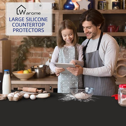 Warome Silicone Mat,78.7”x 23.6” Heat Resistant Mats for Countertop,Extra Large Countertop Protector Mat, Multi-functional Cuttable Kitchen Counter Mat, Silicone Mats for Kitchen Counter/Crafts -Black