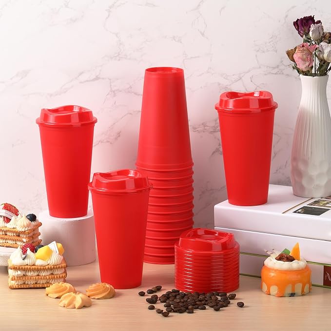 Domensi 15 Pack Reusable Plastic Coffee Cups - Image 3