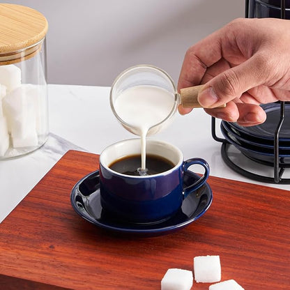Cappuccino Cups Set of 4, 8oz Stackable Coffee Cups Set - Image 3