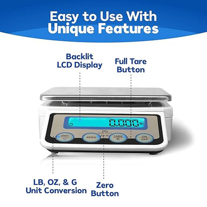 Penn Scale PS-10 Digital Kitchen Portion Scale - 11lb Electric Kitchen Scale with 0.002lb Readability - Removable Platter & LCD Display - Lb, Oz, G Unit Conversion (AC & Battery Powered)