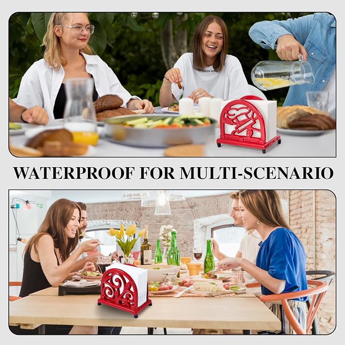 JOGREFUL Cast Iron Napkin Holder, Kitchen Organizer Chef Tool Pattern Red | - Image 5
