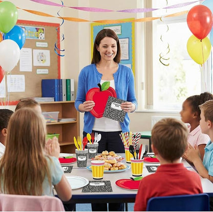 450 Pcs Preschool Kindergarten Back to School Tableware, Serves 50 | Apple - Image 4
