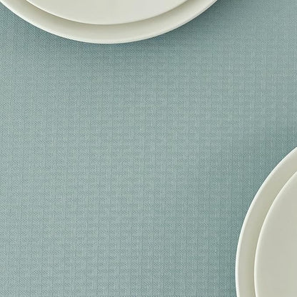maxmill Weaved Texture Tablecloth Water Resistance Antiwrinkle Spillproof Soft Washable Table Cloth for Dining Room, Buffet Banquet Parties Holiday Dinner, Rectangular 70 x 108 Inch, Dusty Blue