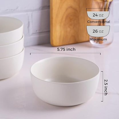 AmorArc Stoneware Cereal Bowls Set of 4, 26oz Soup Ceramic Bowls Set | Modern - Image 2