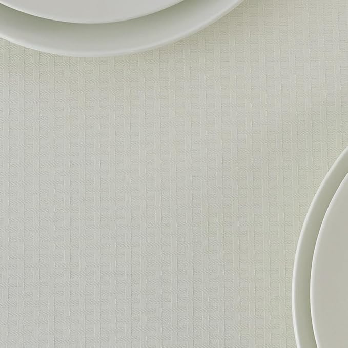 maxmill Square Tablecloth Water Resistance Antiwrinkle Spill Proof Weaved Texture Table Cloth, Decorative Fabric Table Cover for Banquet Parties Event Holiday Dinner, 70 x 70 Inch, Ivory