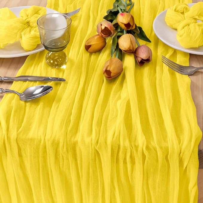2 Pack Yellow Cheesecloth Table Runner 10ft Rustic Gauze Centerpiece | - Image 2