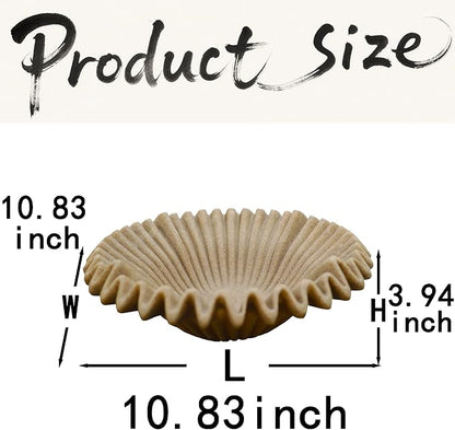 Large Decorative Bowl decor, Scalloped Pedestal Bowls for Modern Home Decor,Ruffle Decor,Stylish Key Bowl for Entry Table,Decorative Fruit Bowl for Kitchen Counter,Artificial Stone Beige
