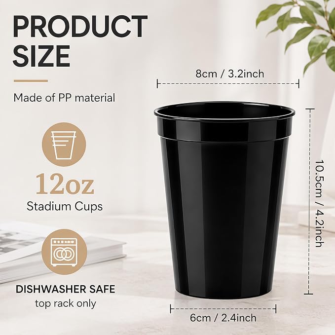 Yungyan 24 Pack 12 oz Stadium Cups Reusable Plastic Cups Blank Drink Stadium - Image 2