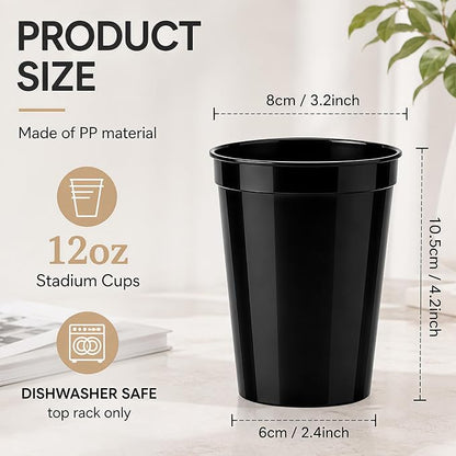 Yungyan 24 Pack 12 oz Stadium Cups Reusable Plastic Cups Blank Drink Stadium - Image 2