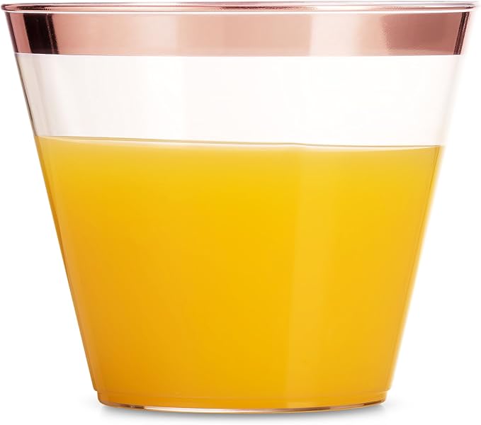 Munfix 100 9 Oz Clear Plastic Cups, Old Fashioned Tumblers, Fancy Disposable - Image 5