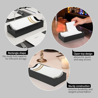 Restaurantware 9.5 x 4.25 x 2 Inch Flat Napkin Holder 1 Rectangle Wooden Napkin Holder - For Kitchen Tables or Countertops Sturdy Black Bamboo Kitchen Napkin Holder Dining Room Decor