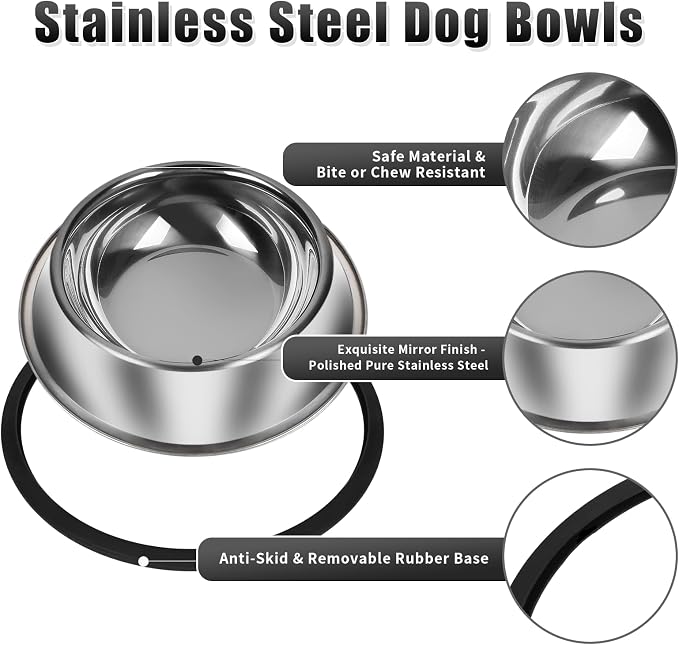 3Pcs Stainless Steel Dog Bowls Set - Image 4